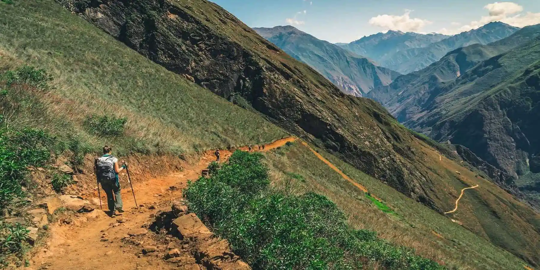 Hikers descending to Apurimac canyon in Choquequirao Trek