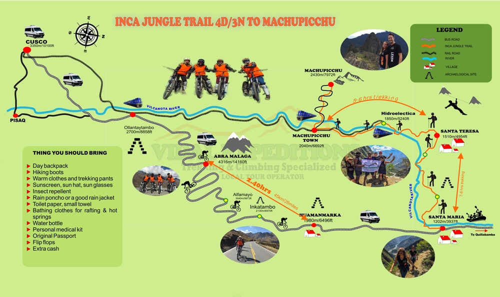 Inca Jungle 3 Days Map