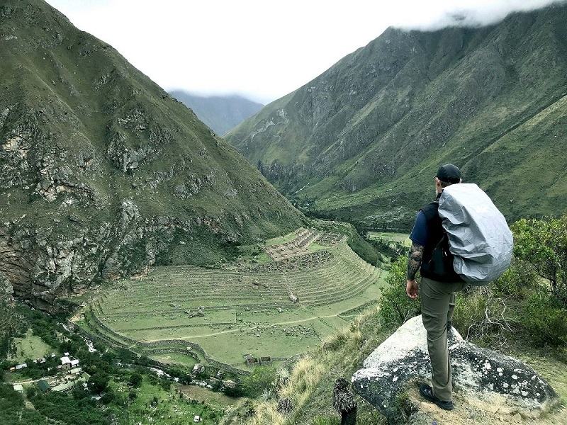 Inca Trail to Machu Picchu  - Llacta Pata view on the Inca trail
