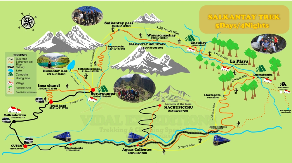 Salkantay trek 5-days map