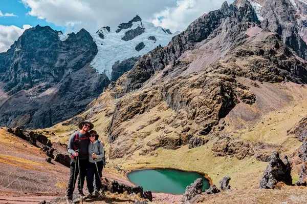 Customers enjoying the beautiful landscape in Lares Trek
